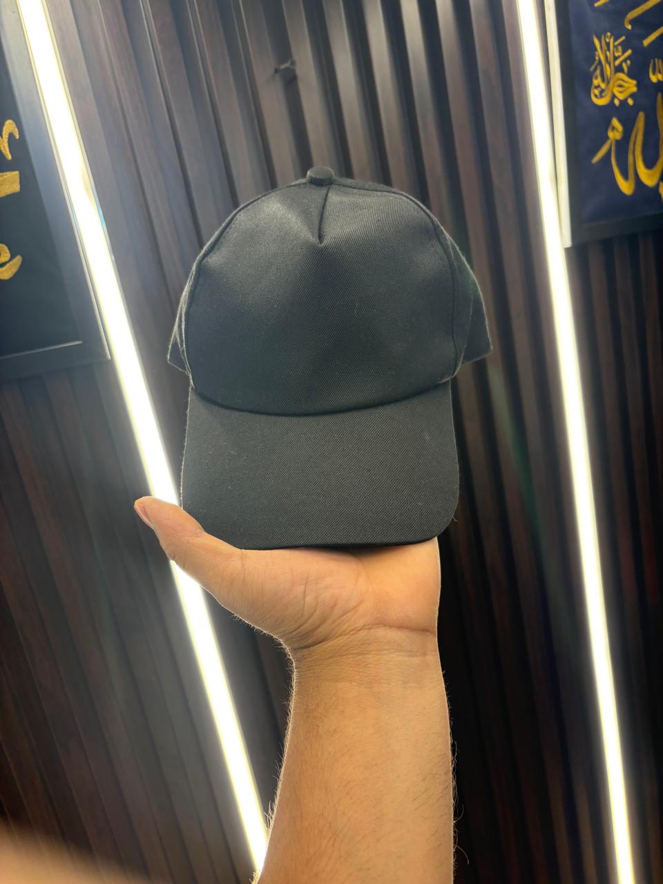 Blank — Black — custom caps manufactured by Ambila Marketing, Delhi