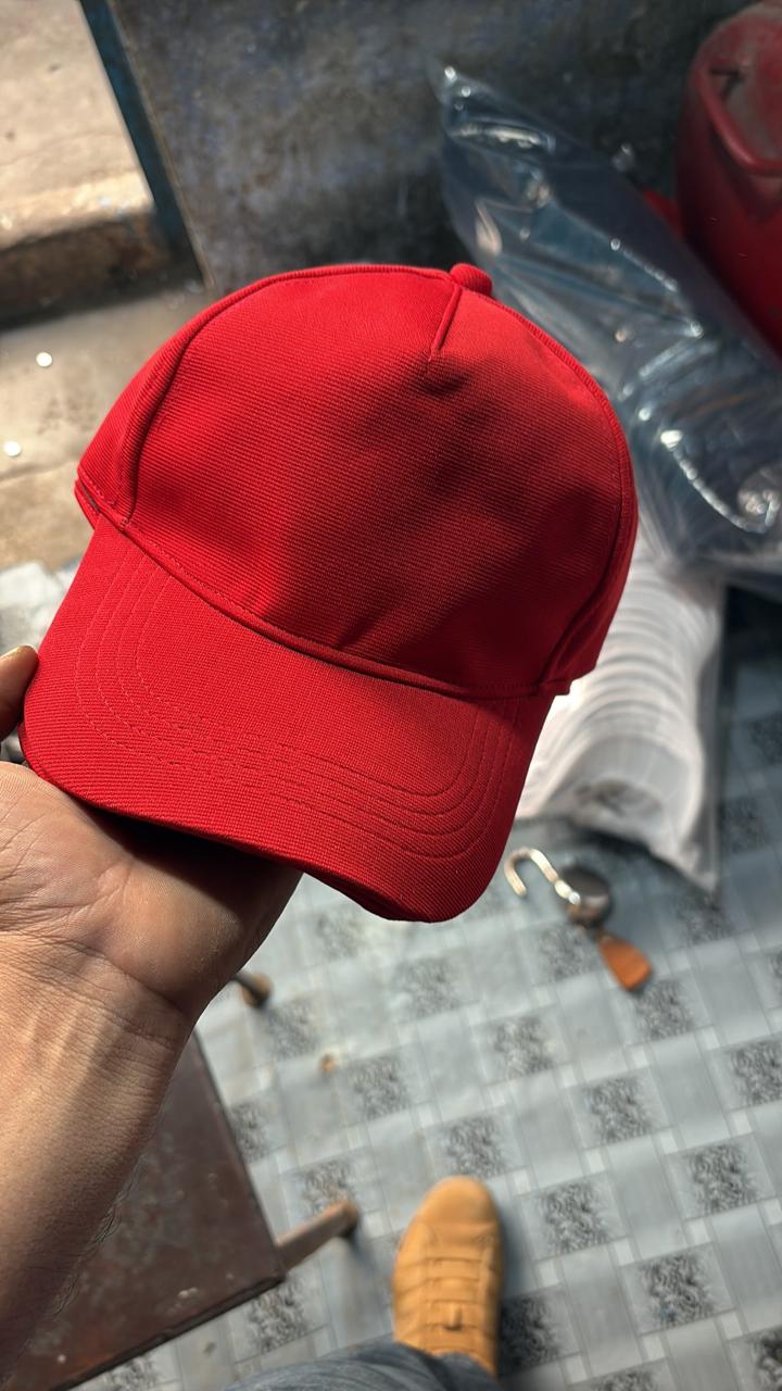 Blank — Red — custom caps manufactured by Ambila Marketing, Delhi