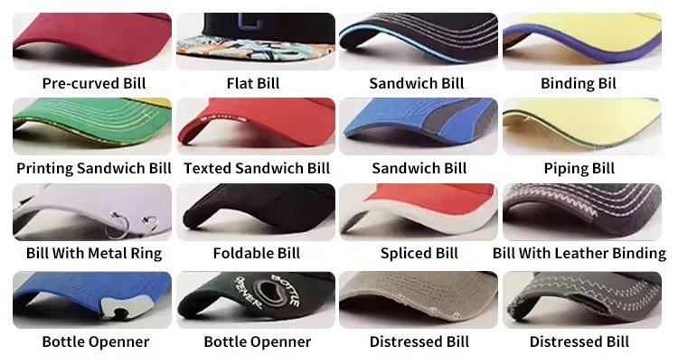 16 Bill Styles — cap customisation options, Ambila Marketing Delhi